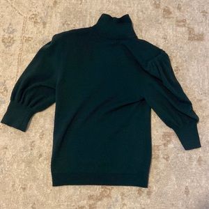 Mock neck puff sleeve green sweater